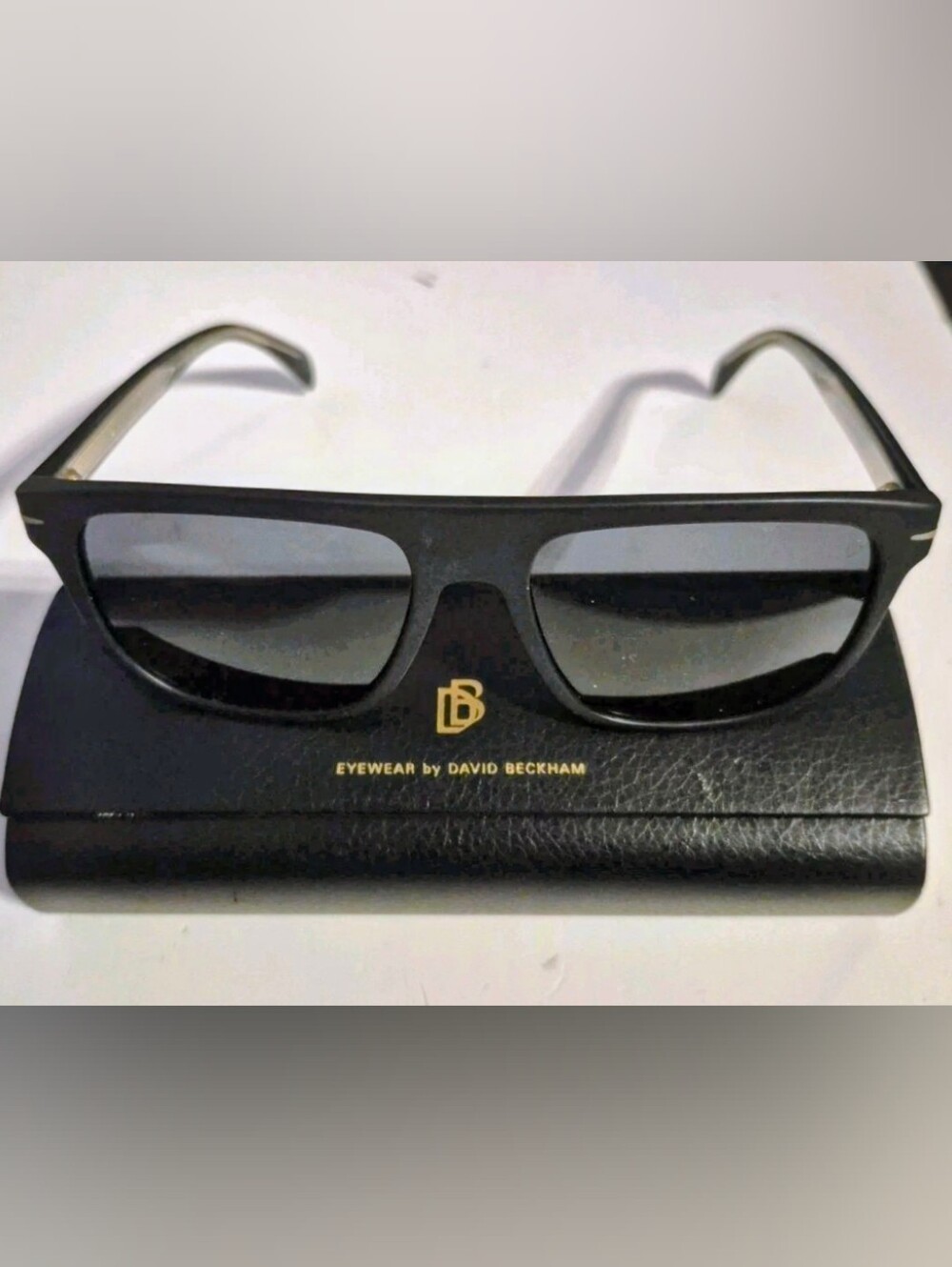 David Beckham Black Square Sunglasses with Gradient Lenses. DB 7111S Black Matte